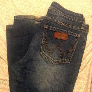 Stitched wrangler flare jeans